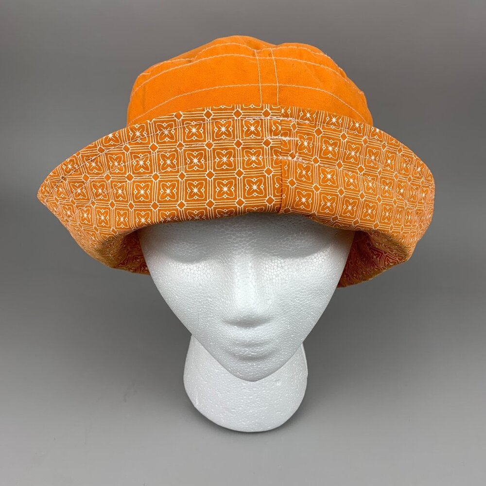 Prana Reversible Women's Orange and Geometric Bucket Hat Outdoors One Size